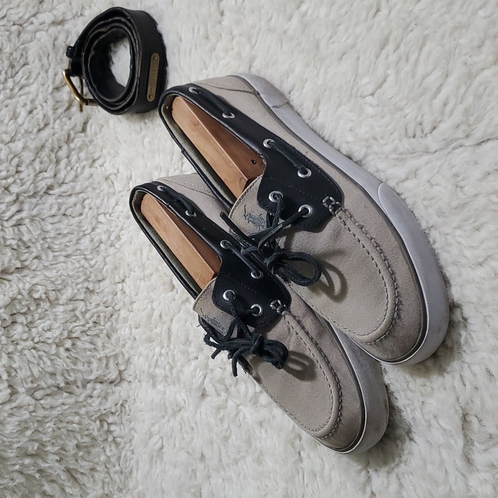 Polo by Ralph Lauren Boat Shoe's PLUS Leather Vintage Polo Brown/Gold Belt